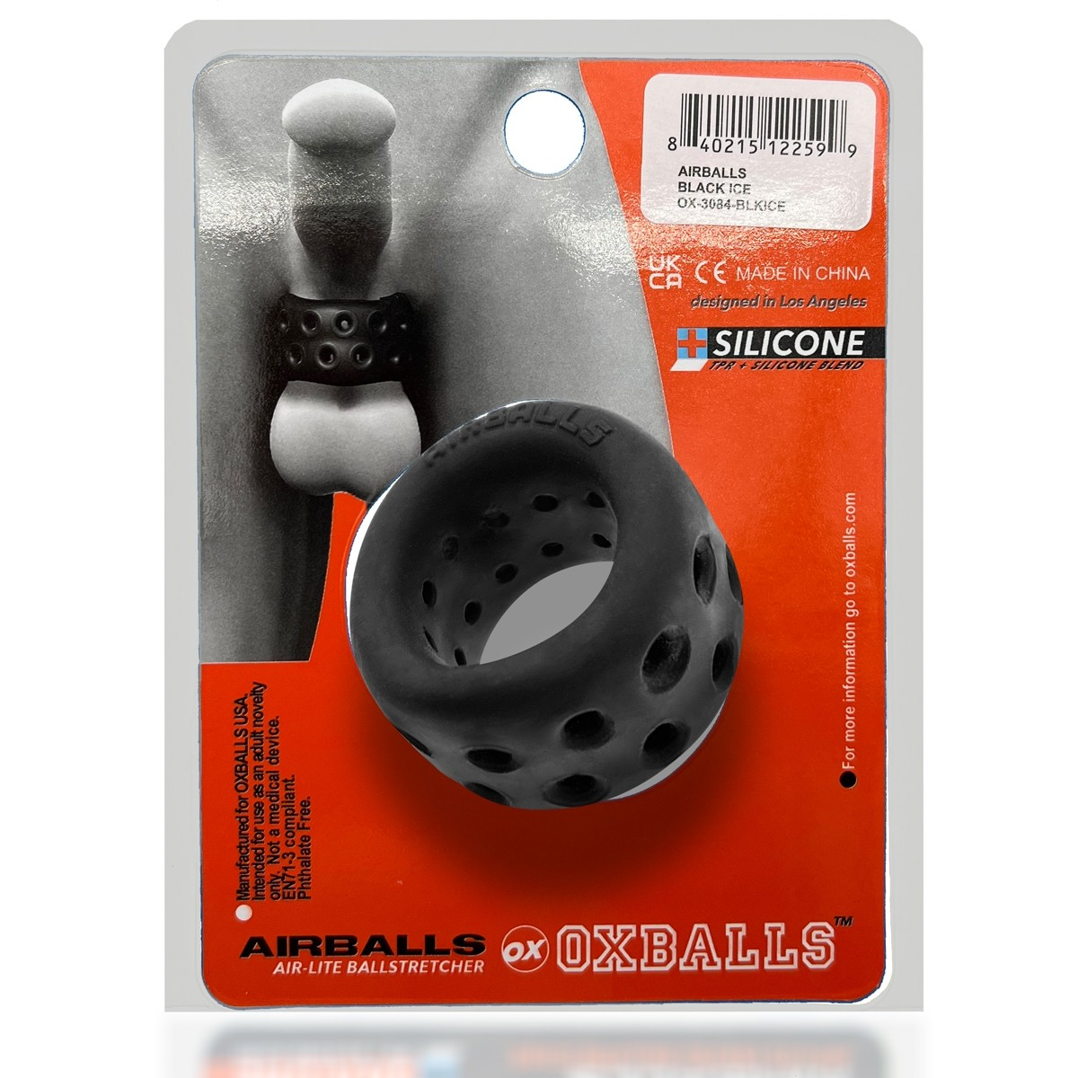 Black Ice Airballs silicone ball stretcher with ventilation holes.