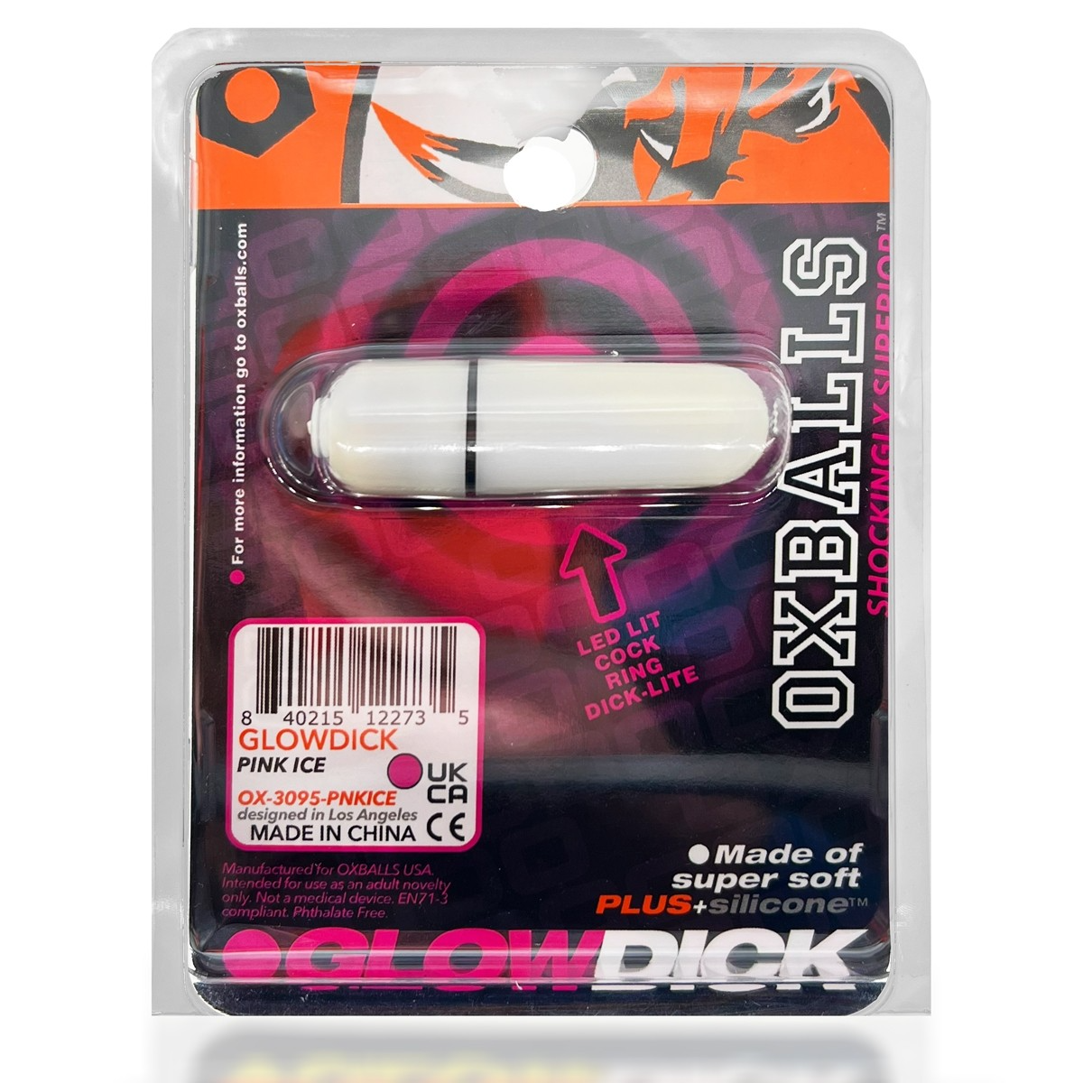 Pink Ice LED silicone cock ring with ergonomic grip.