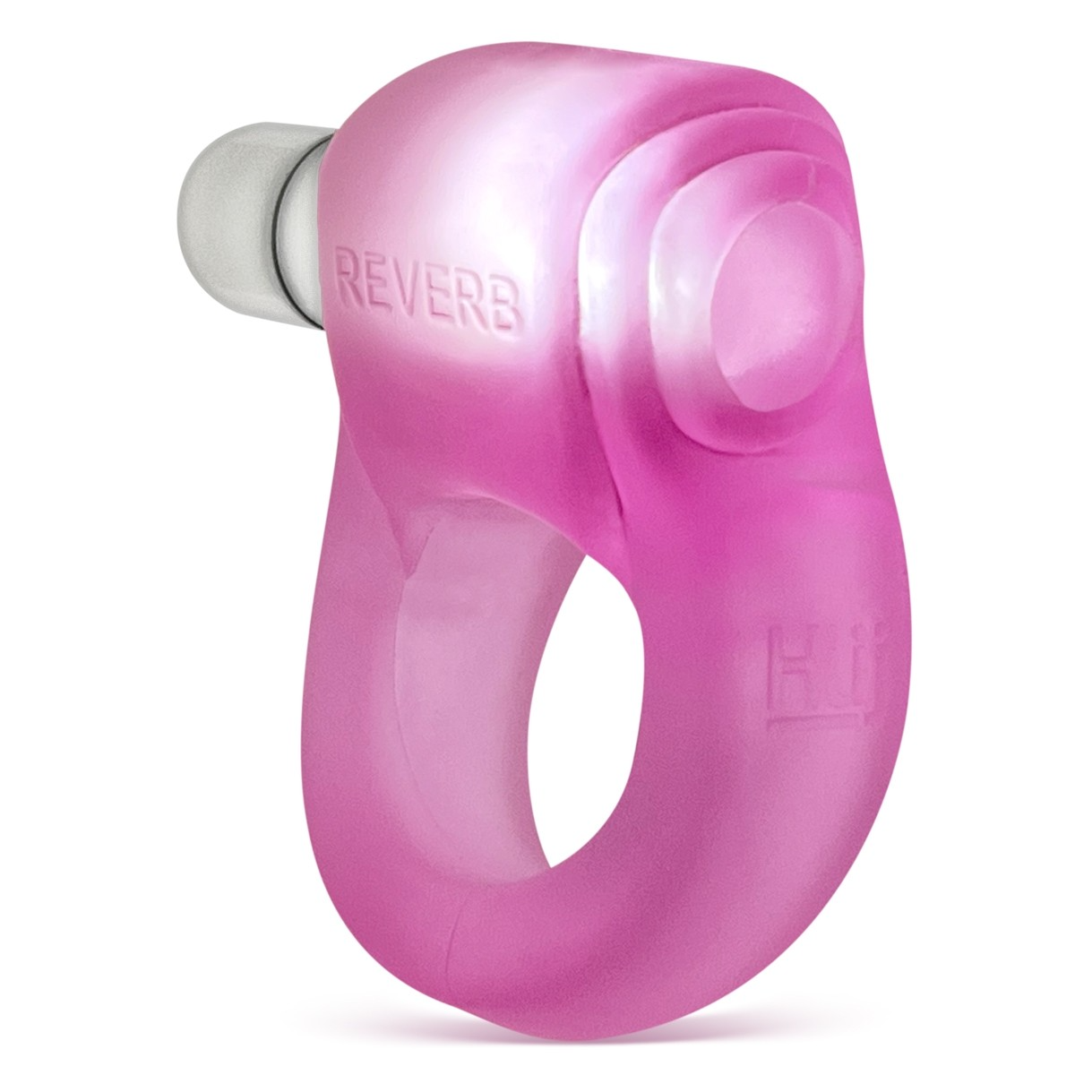 Pink LED silicone cock ring with ergonomic grip.
