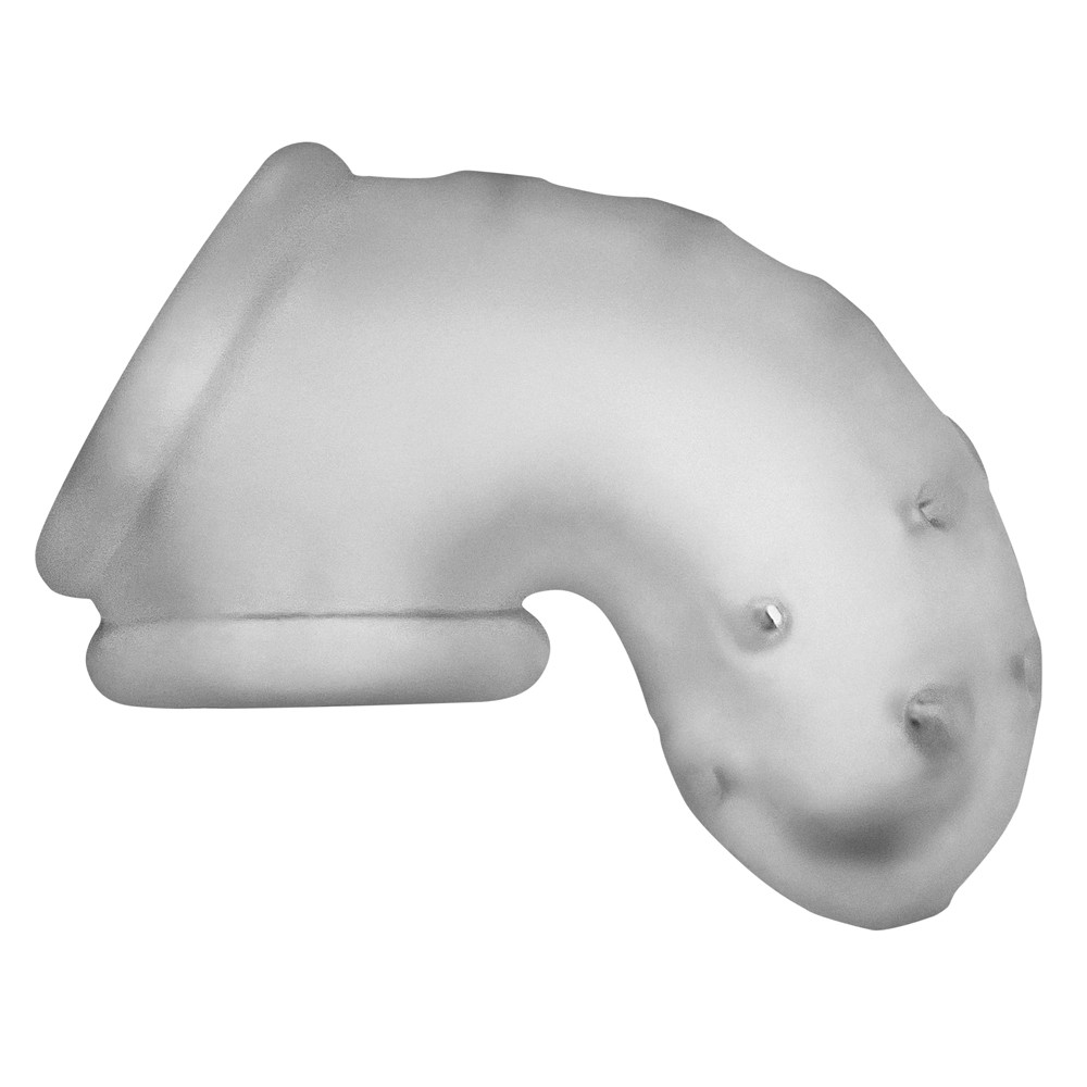 Soft silicone chastity cage with ventilation holes and a built-in sling.