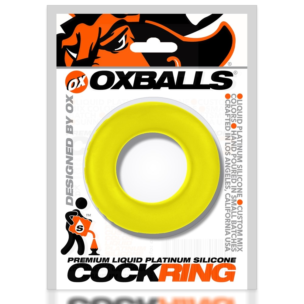 Acid yellow soft silicone cock ring by OXBALLS.