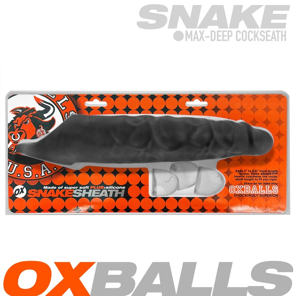 Snake Long Silicone Textured Cocksheath with Inserts