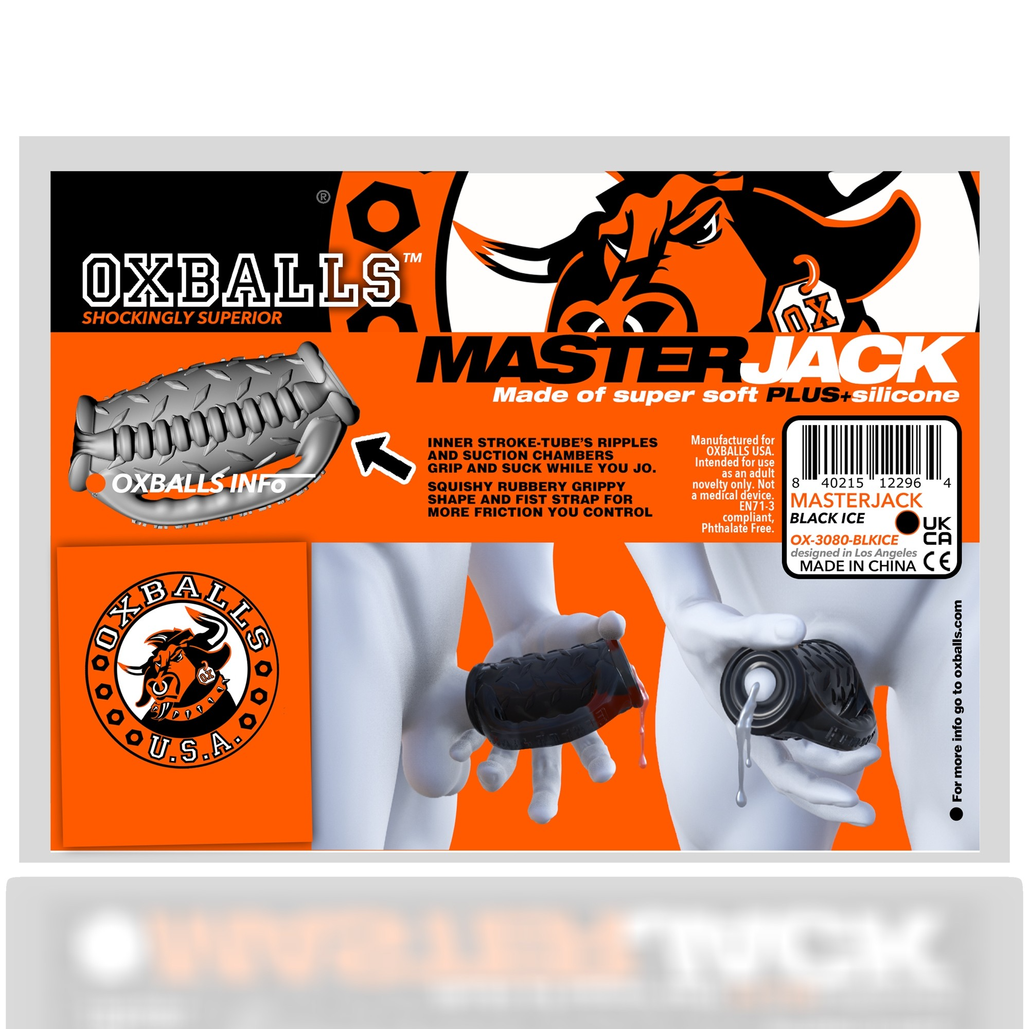 Masterjack Silicone Handle Grip Stroker in Black Ice.