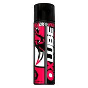Oxballs hybrid silicone and water-based personal lubricant in a black bottle with pink and white branding.