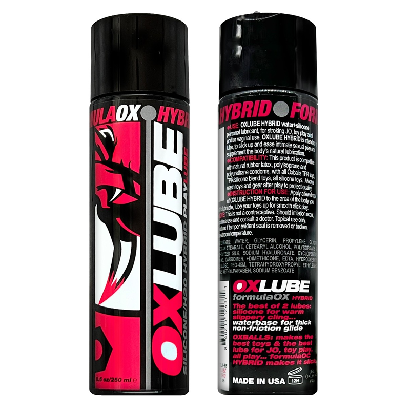 Oxballs Hybrid Silicone and Water-Based Personal Lubricant bottle.
