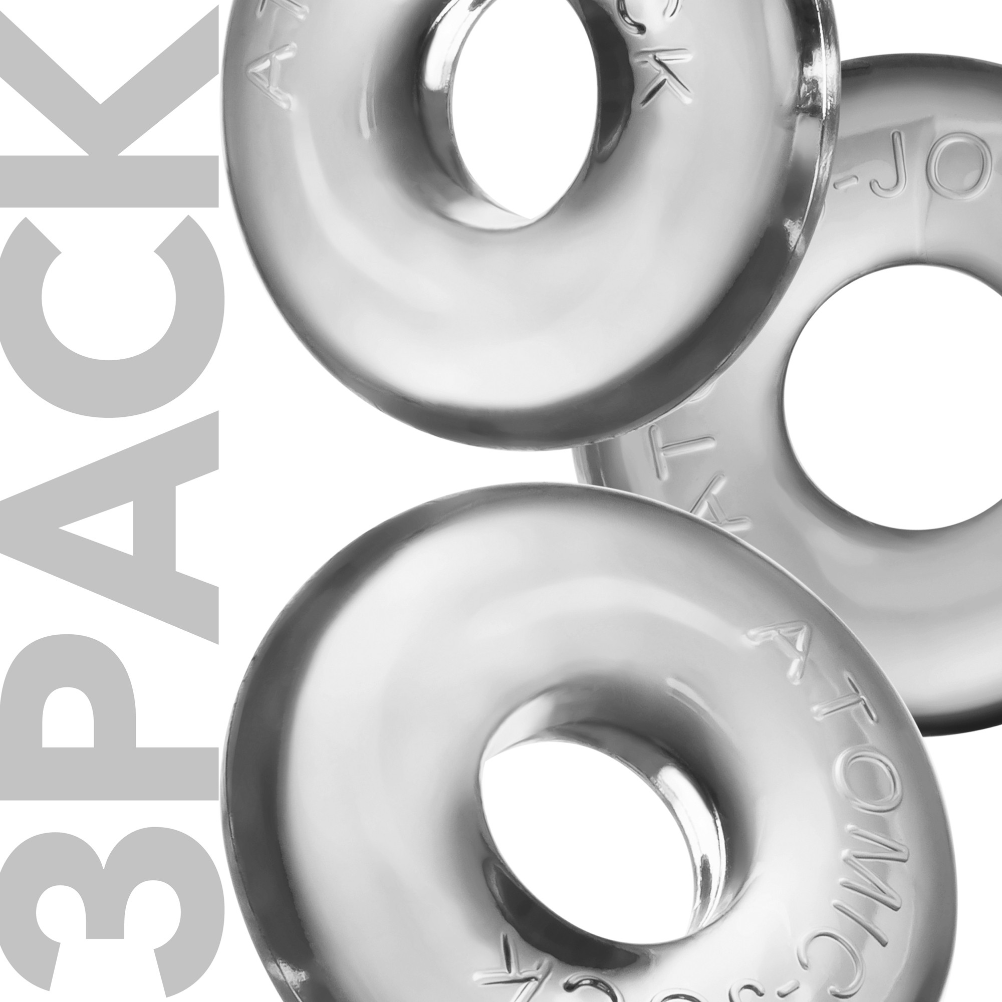Clear Ringer Max stretchy cock rings in a 3-pack.