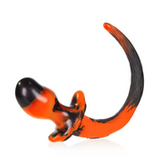 Bulldog Silicone Puppy Tail Anal Plug in orange swirl.