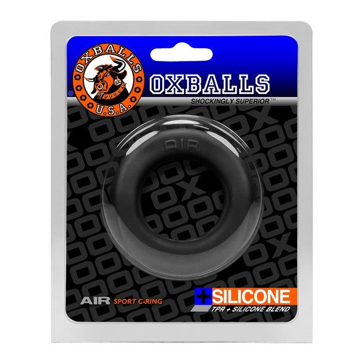 Oxballs Airflow cock ring made of black silicone blend.