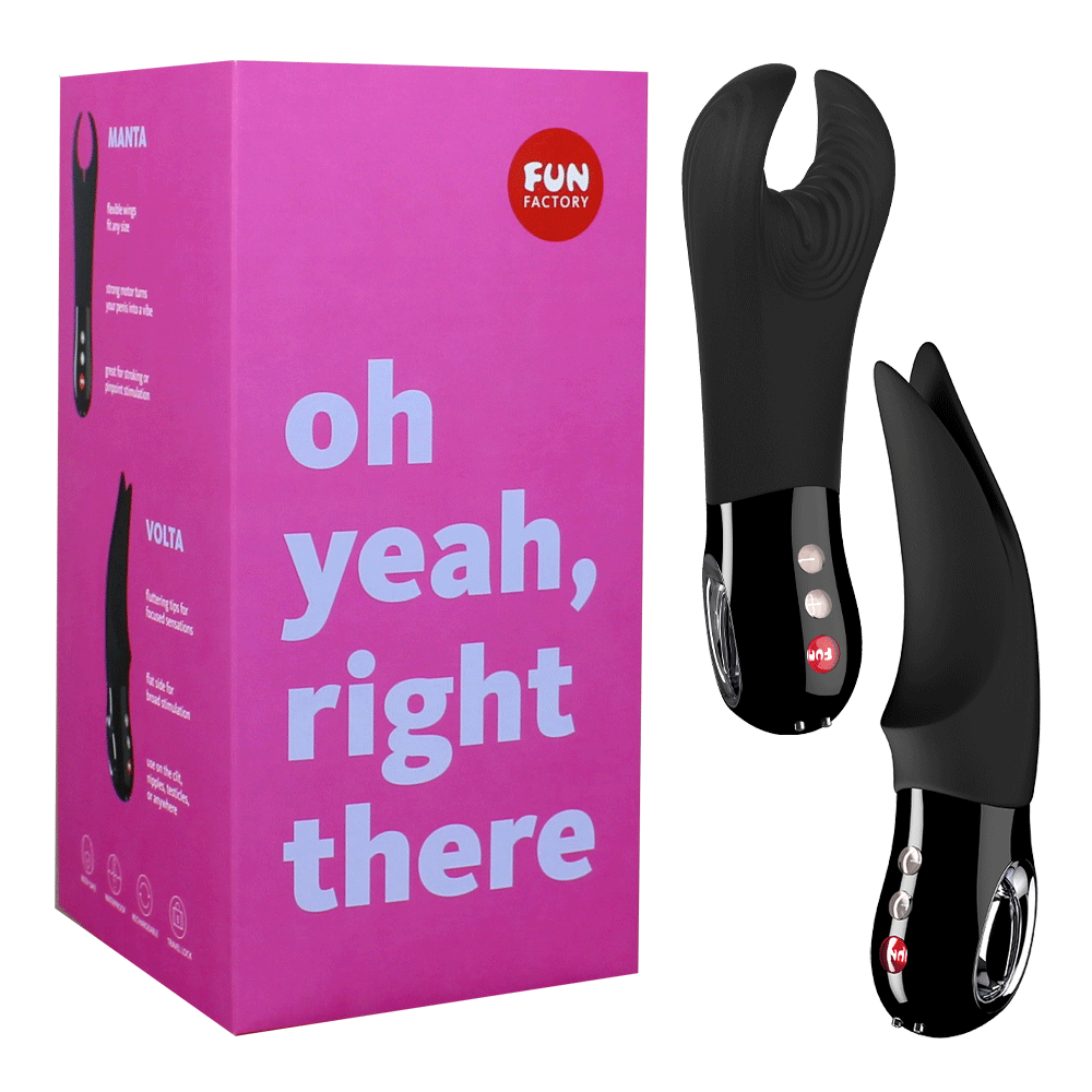 Fun Factory Manta and Volta vibrating pleasure set in black.