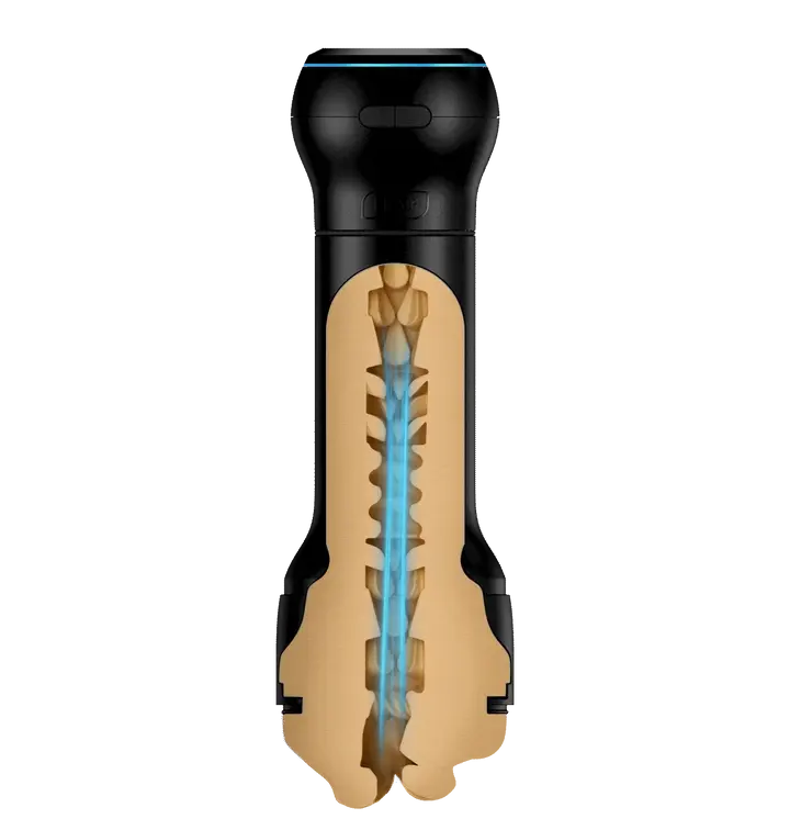 App-controlled oral stroker and suction kit with realistic mouth texture.