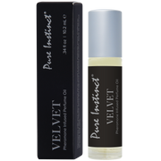 Pure Instinct Velvet Pheromone Infused Perfume Oil Roll-On with silver cap.
