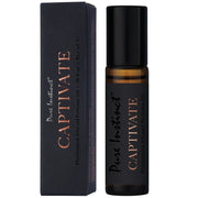 Pure Instinct Captivate Pheromone Perfume Oil for men in a rollerball bottle.