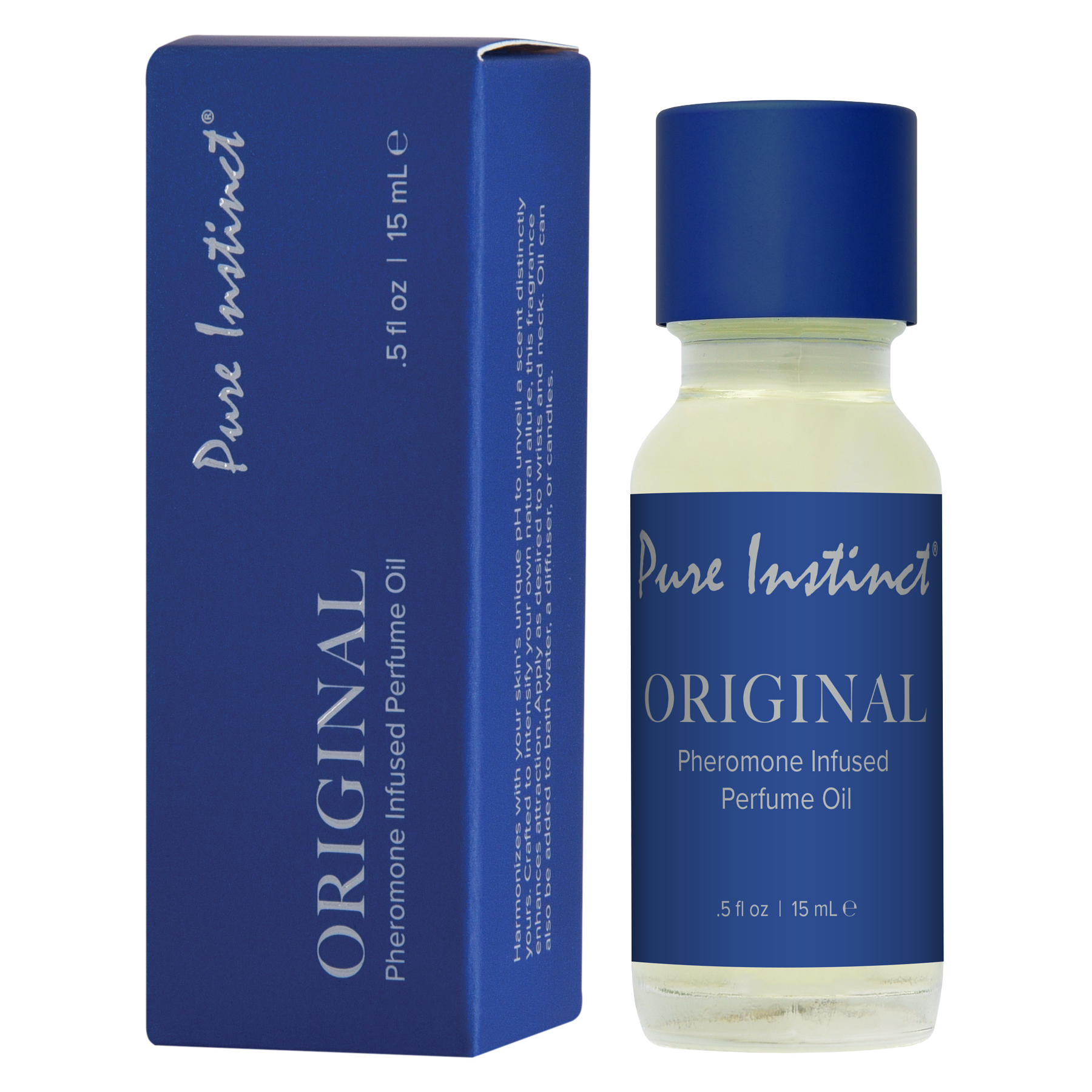 Pure Instinct Original Pheromone Infused Perfume Oil in a 15mL bottle.