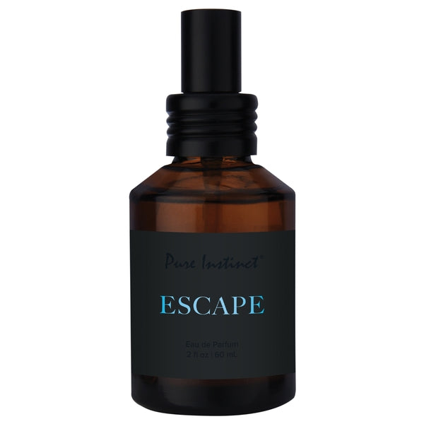 Pure Instinct Escape Eau de Parfum for men in a brown glass bottle.