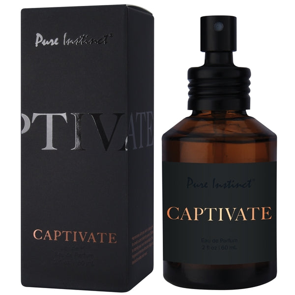 Pure Instinct Captivate perfume bottle and box.