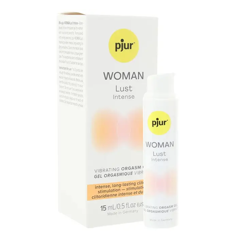 Pjur Woman Lust Intense arousal gel in a 15ml bottle and box.