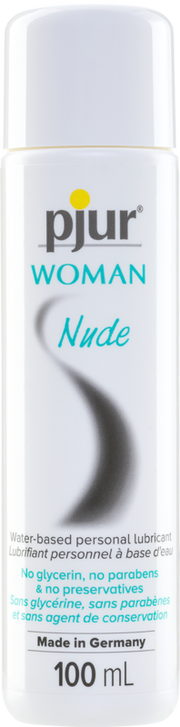 Pjur Woman Nude water-based personal lubricant in a 100ml bottle.