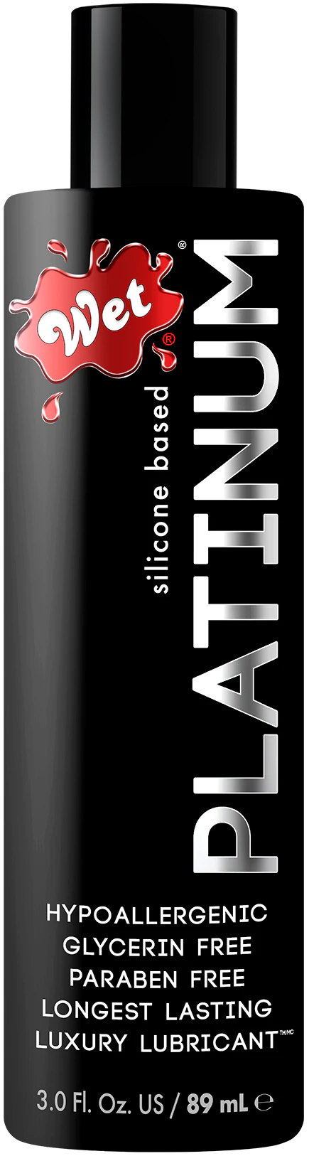 Wet Platinum Silicone Lubricant, 3 oz, hypoallergenic and paraben free.