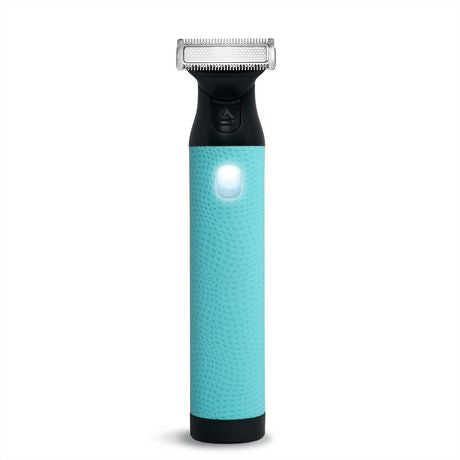 Blue intimate groomer and shaver with LED light.
