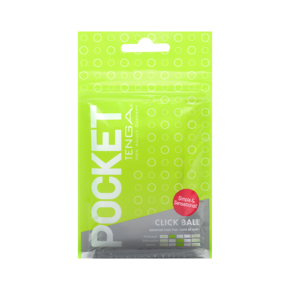 Pocket Tenga Click Ball disposable male masturbation sleeve with spherical nubs.