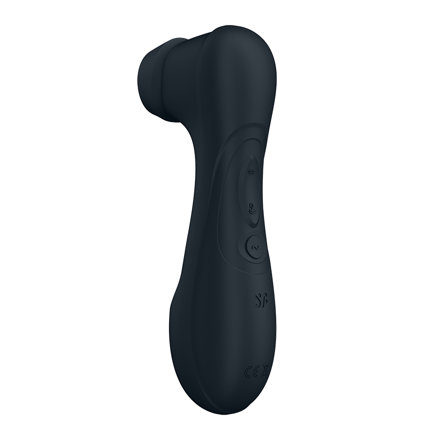 A dark blue Satisfyer Pro 2 Generation 3 clitoral vibrator with buttons.