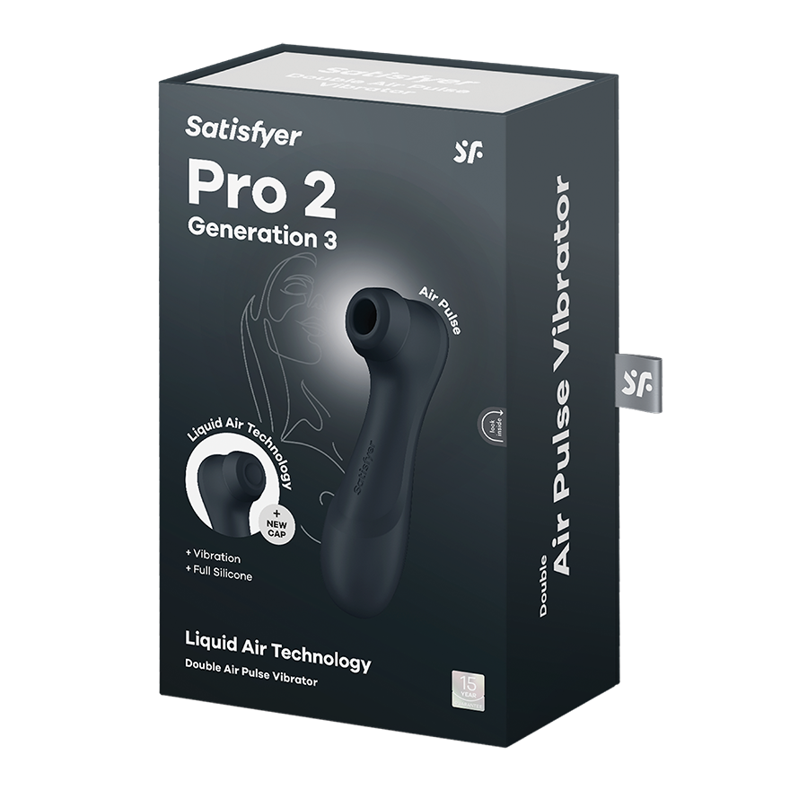 Satisfyer Pro 2 Generation 3 dark grey clitoral air pulse vibrator.