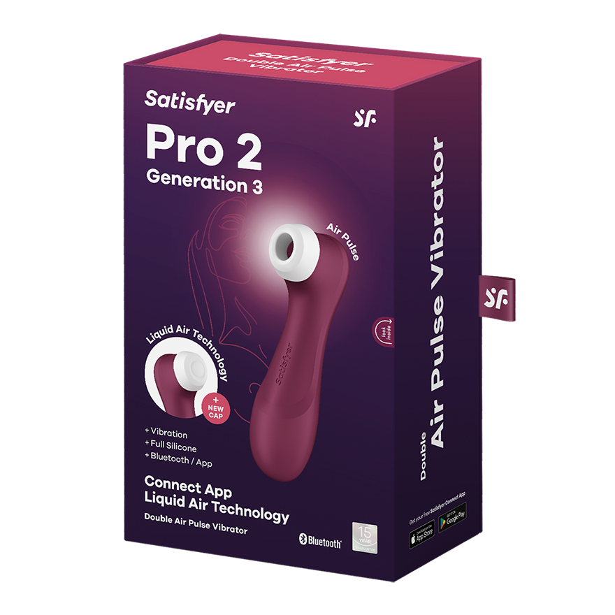 Satisfyer Pro 2 Generation 3 wine red app-controlled vibrator with Liquid Air Technology.