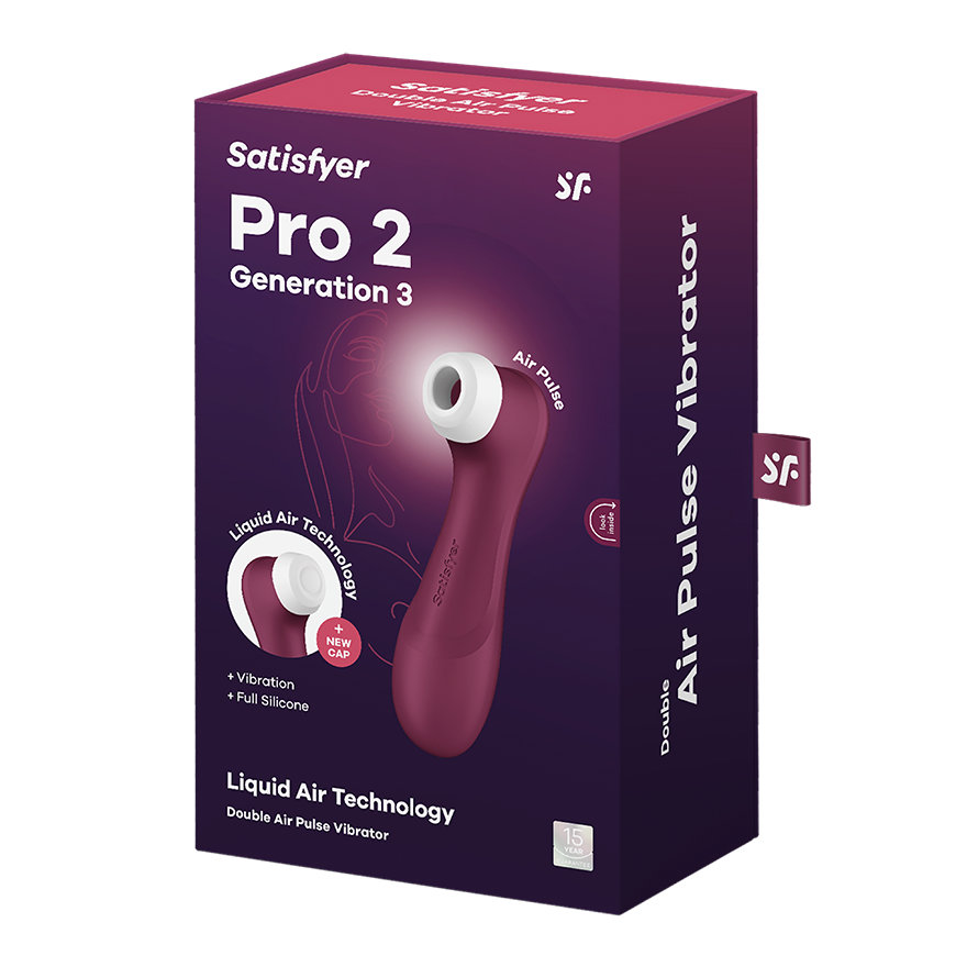 Satisfyer Pro 2 Generation 3 wine red clitoral air pulse vibrator.