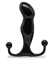 Black Aneros Progasm prostate massager with a hands-free pivoting design.
