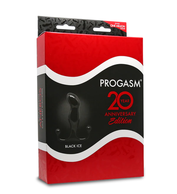 Progasm prostate massager in black ice, 20th anniversary edition.