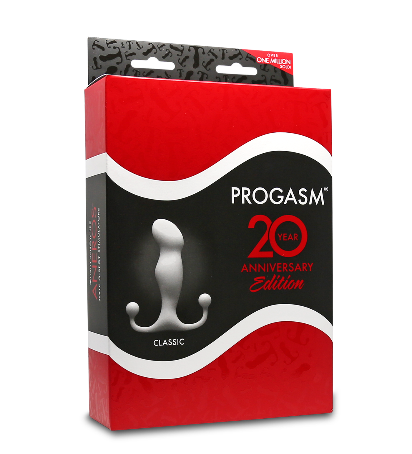 Progasm Classic Prostate Massager anniversary edition box with a white massager.