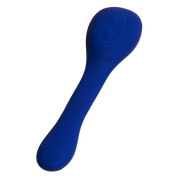 Blue dual stimulation waterproof silicone vibrator with two buttons.