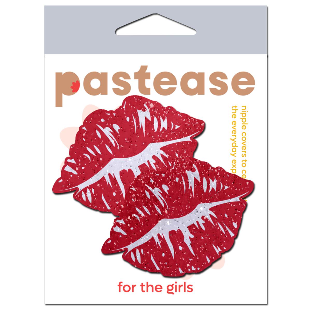 Sparkly red kissing lips nipple pasties from Pastease.