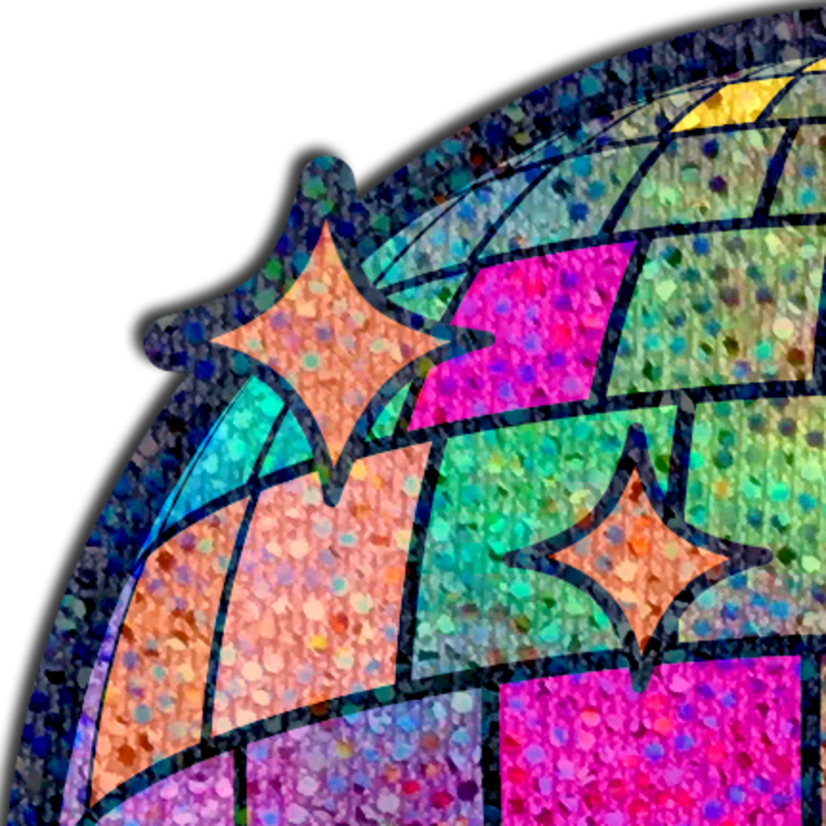 Disco ball shimmering nipple pasties with a mosaic of colorful glitter.