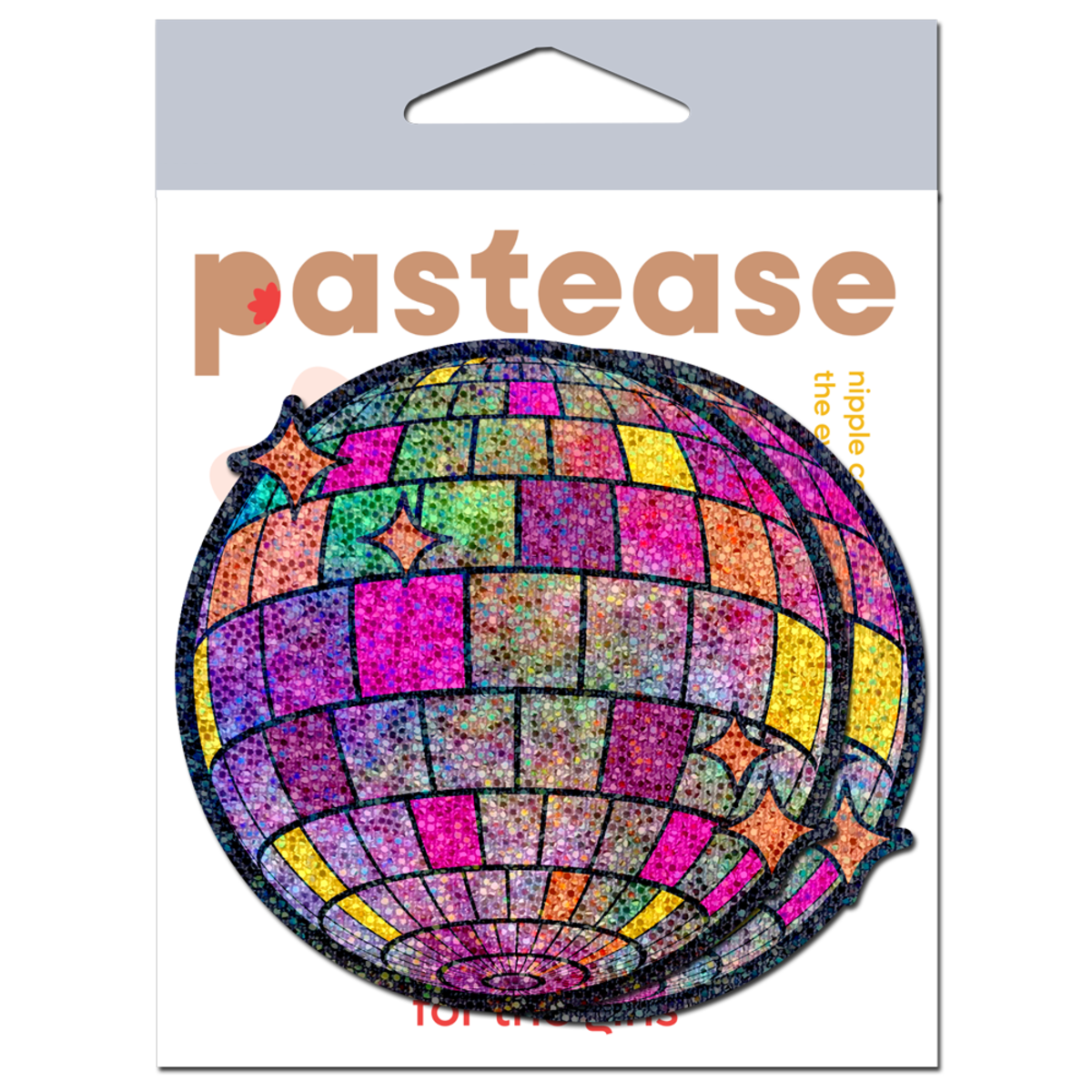 Disco ball shimmering nipple pasties with a glittery mosaic design.