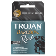 Trojan Bareskin Raw ultra thin lubricated latex condoms, 3-pack.