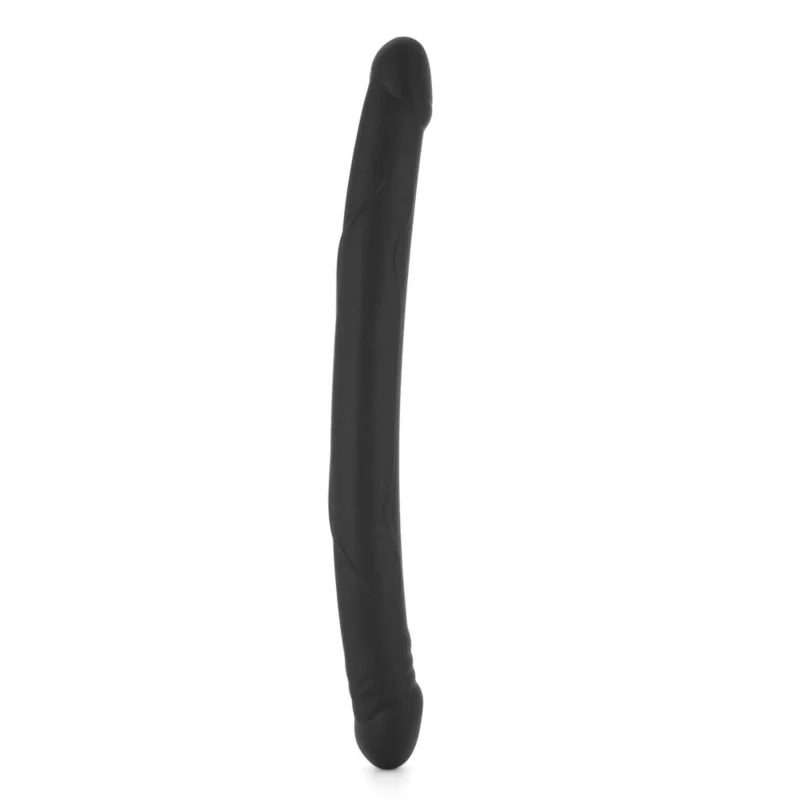 Black double-ended silicone dong, 42cm long.