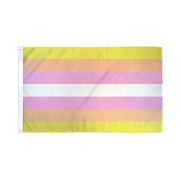A pangender pride flag with horizontal stripes of yellow, peach, pink, white, pink, peach, and yellow.