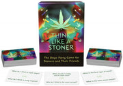 Think Like a Stoner party game box with cards and question prompts.