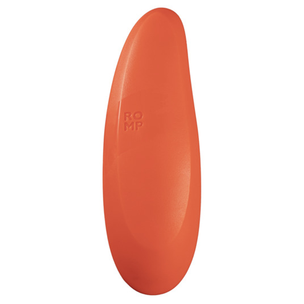 Orange clitoral air pressure stimulator with ROMP logo.