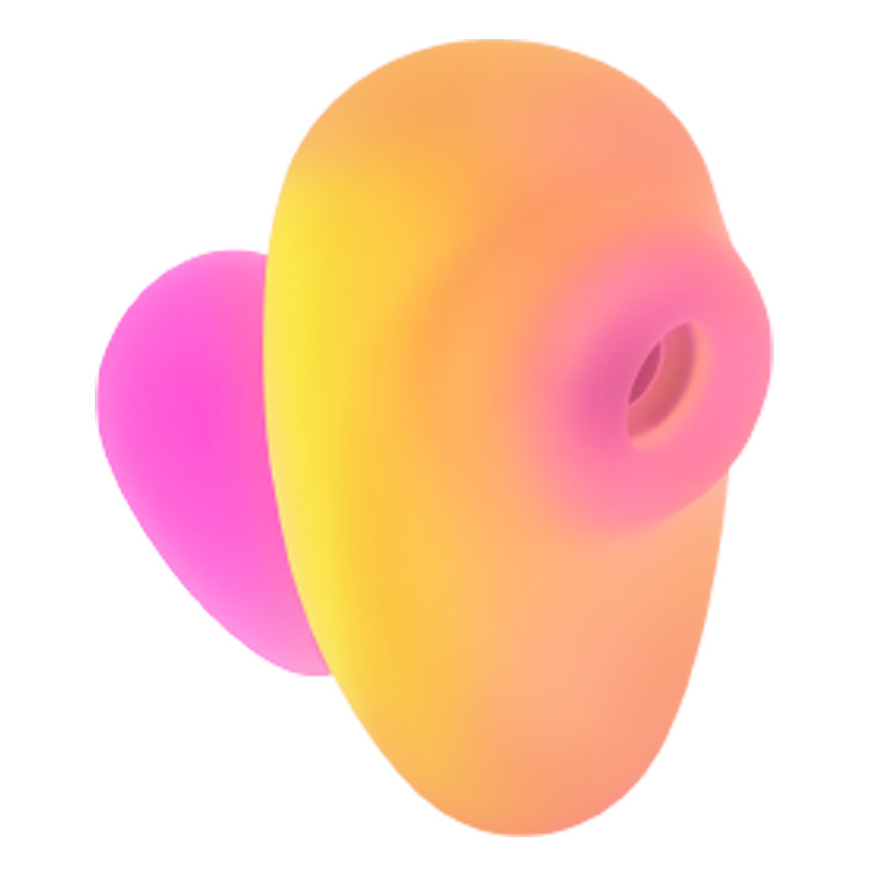 Clitoral suction stimulator with pink and orange gradient.