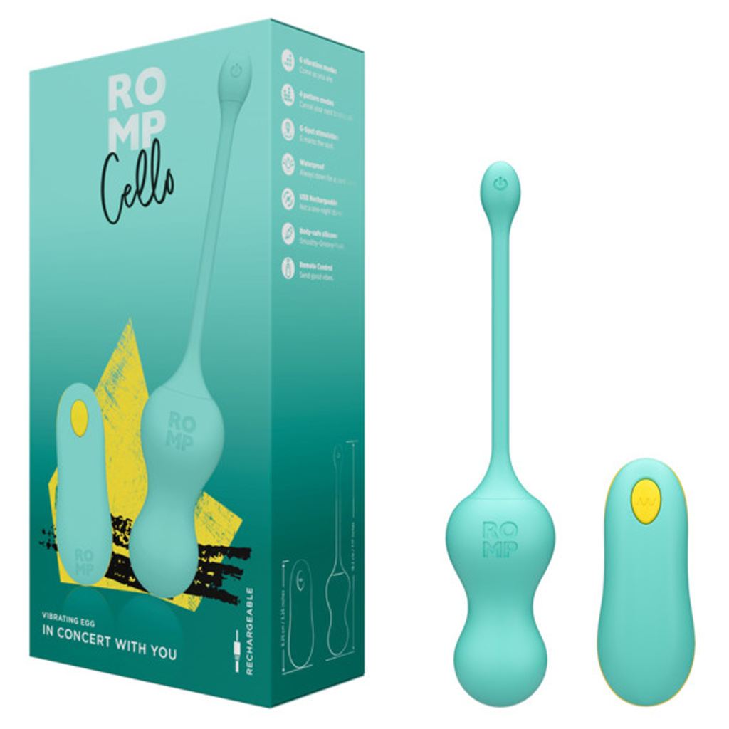A teal remote control G-spot vibrator with a long stem and a separate remote.