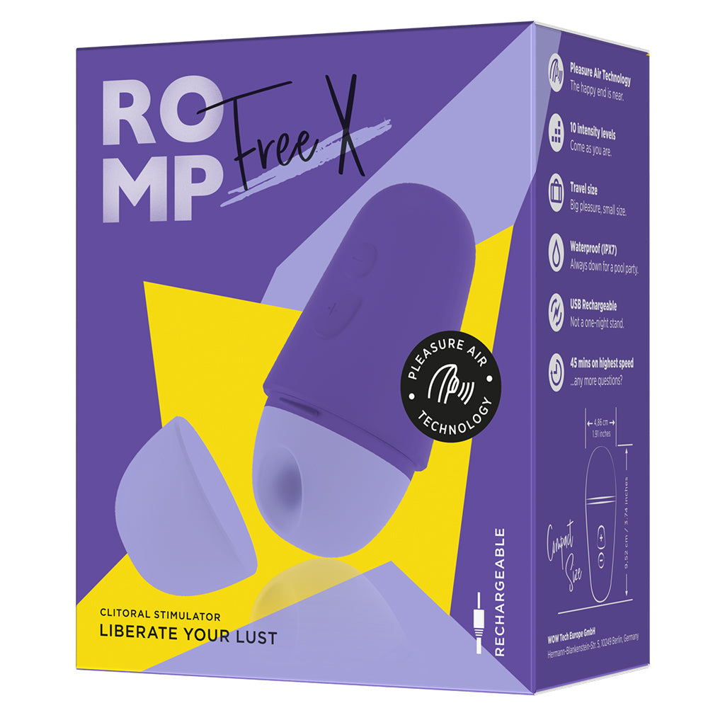 ROMP Free X clitoral stimulator with Pleasure Air Technology.
