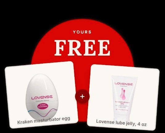 Free Lovense gift bundle: Kraken masturbator egg and Lovense lube jelly, 4 oz