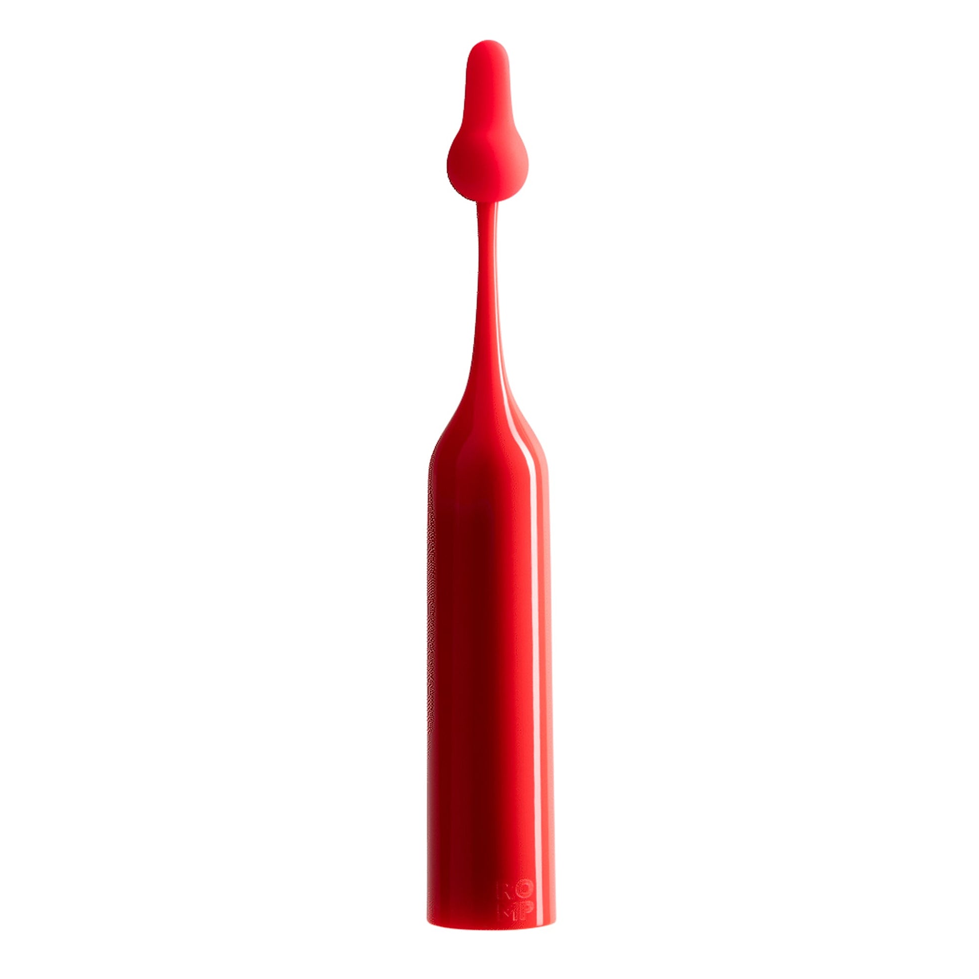 Red rechargeable clitoral stimulator with a bulbous head.