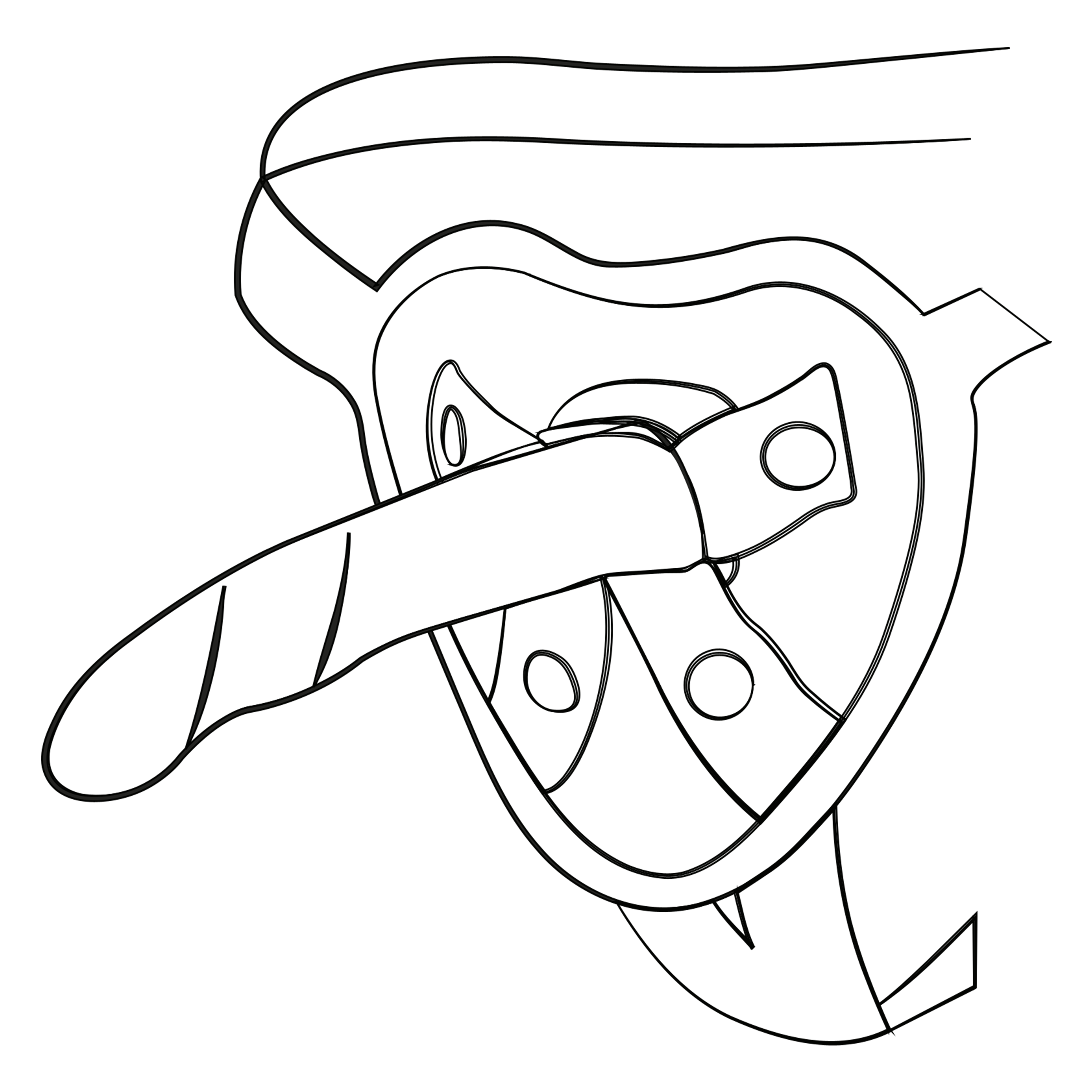 Curved silicone dildo with a flared base.