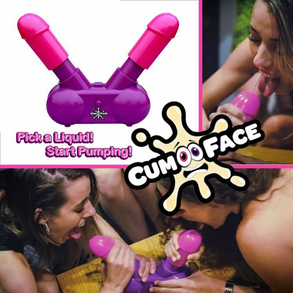 Purple pump-action water duel game for two players with liquid reservoir base.