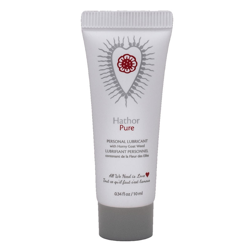 Hathor Pure personal lubricant in a white tube with a heart design.