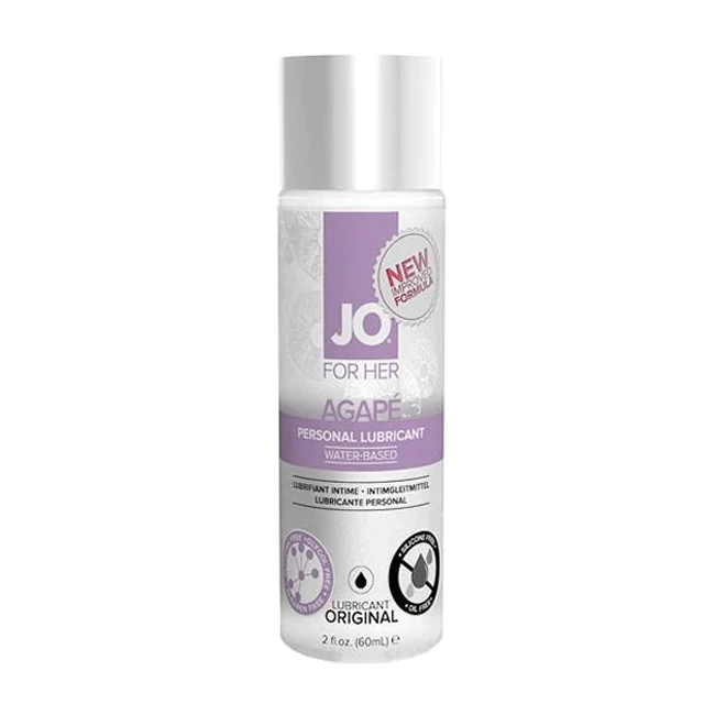 JO Agape water-based personal lubricant in a 2oz bottle.