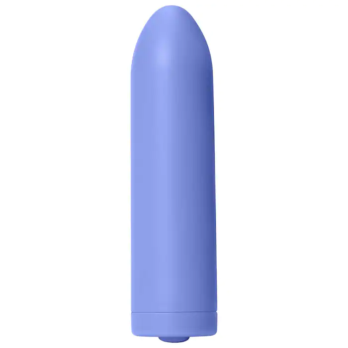 A periwinkle bullet vibrator with a rounded tip and a flat base.